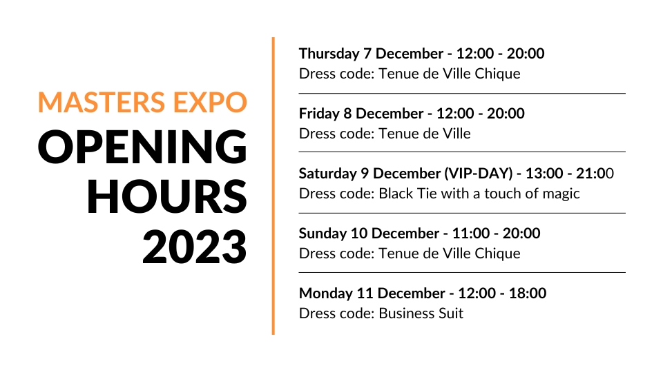 MASTERS EXPO opening hours