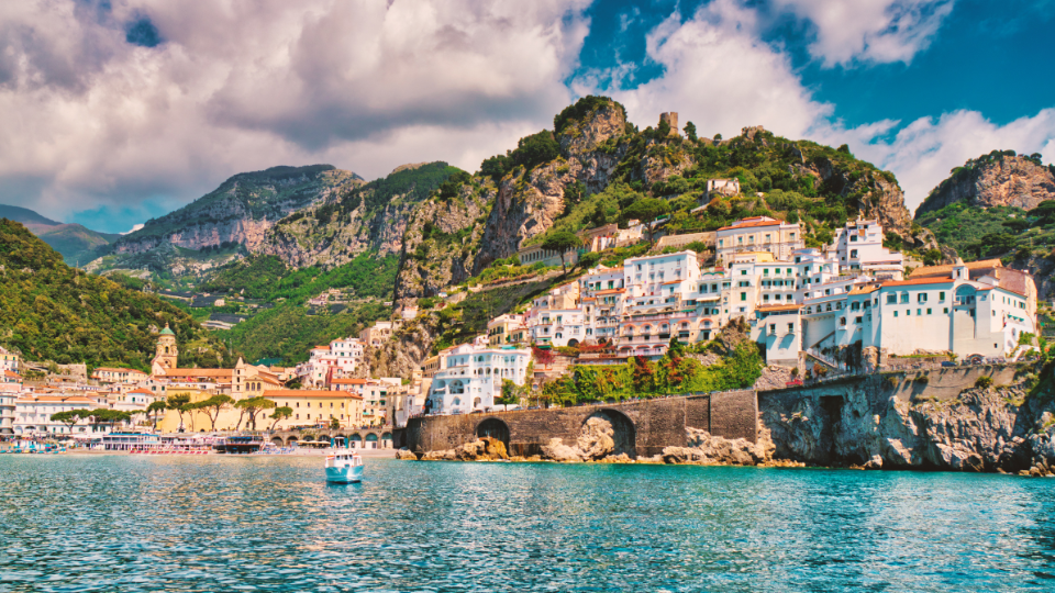 Superyacht anchored near the French Riviera with golden autumn light
